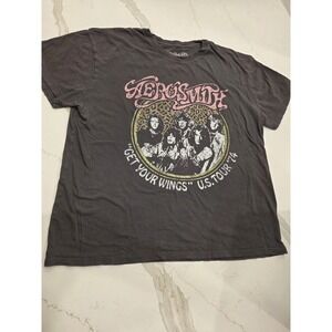Aerosmith Get Your Wings U.S. Tour 74 Graphic Tee XL Black Cotton‎ Vintage Rock